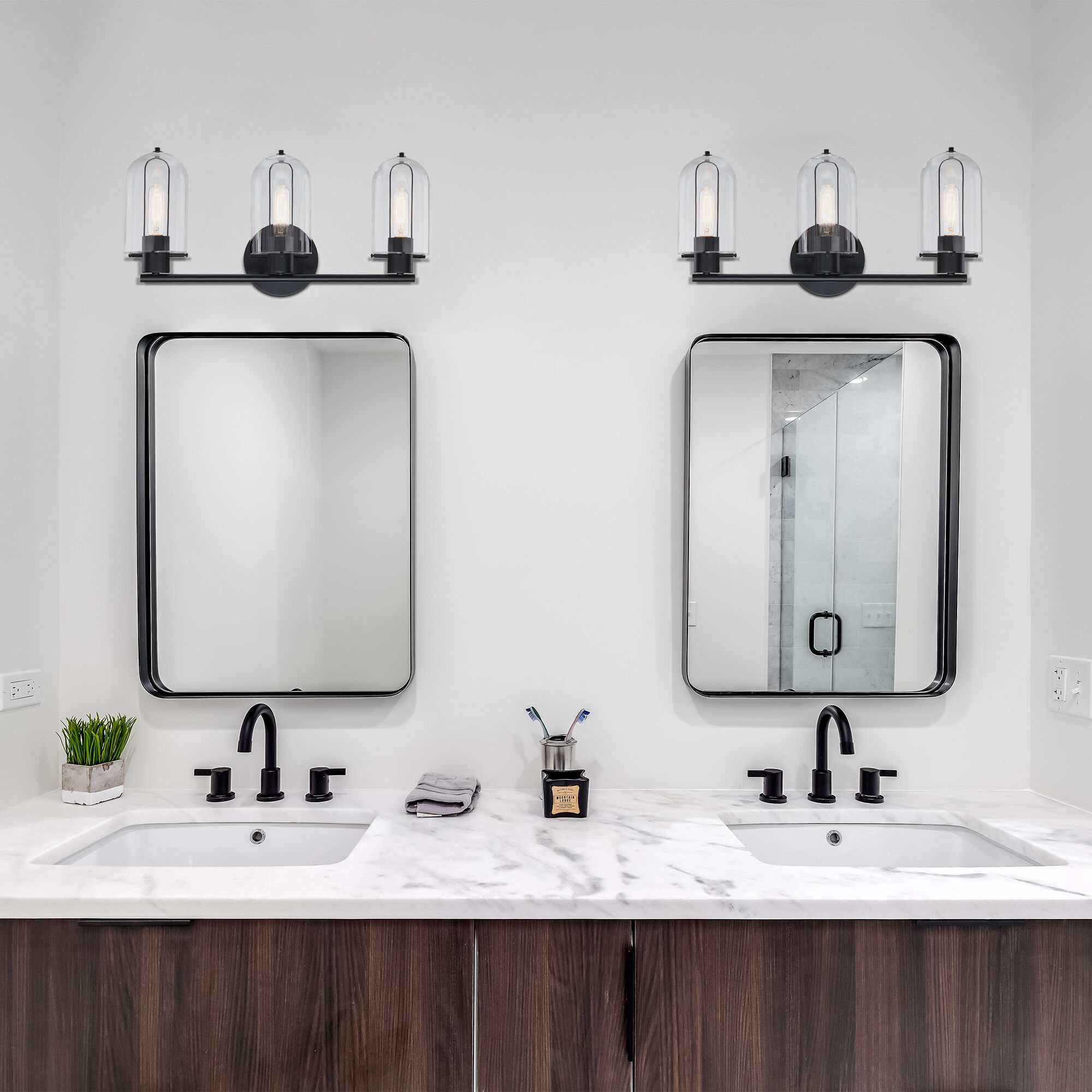 Skylar 3 Light 24.5 inch Matte Black Vanity Light Wall Light